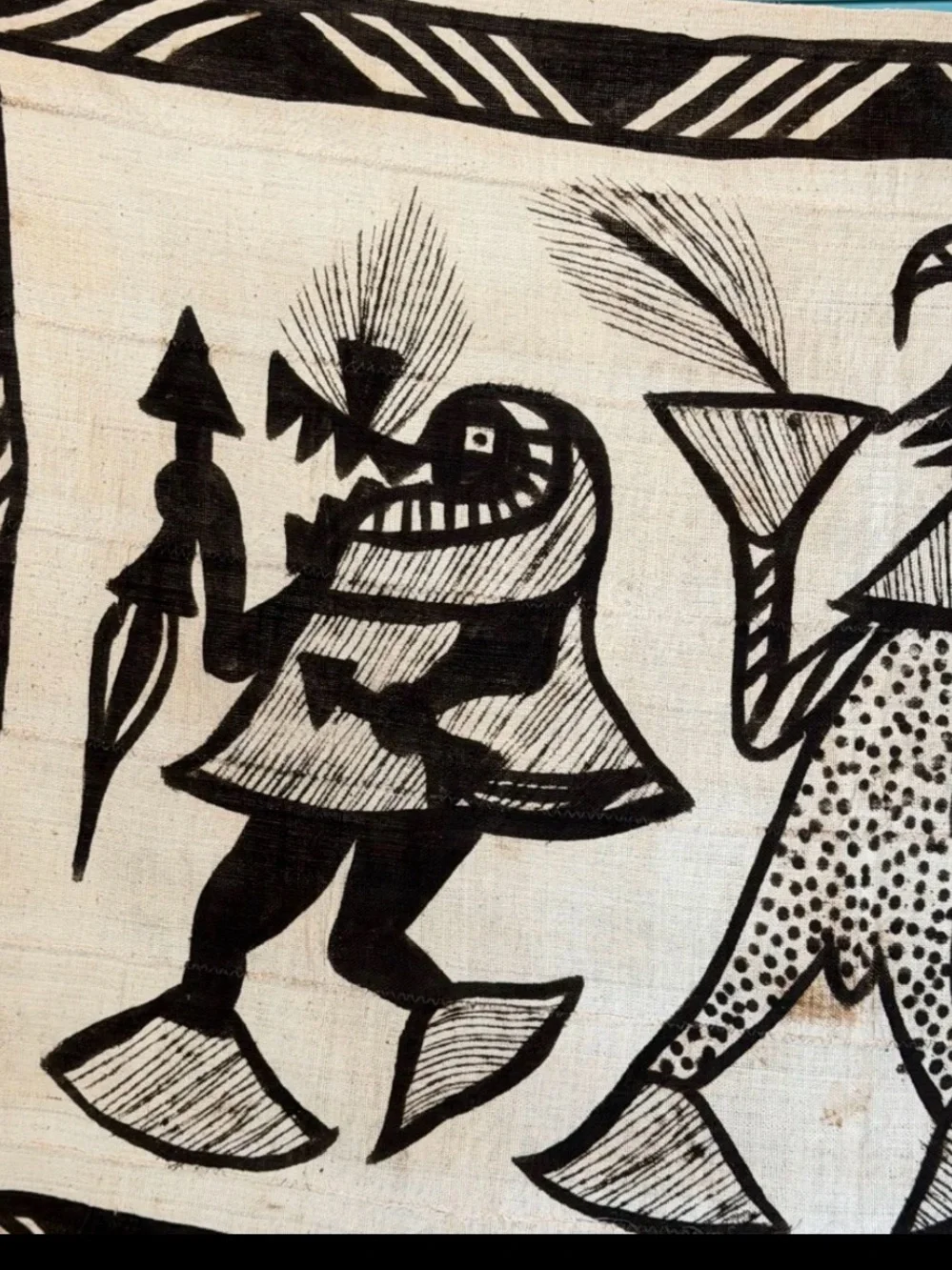 Vintage African Korhogo Cloth Senufo Hand-Painted Mud Cloth Tapestry 50